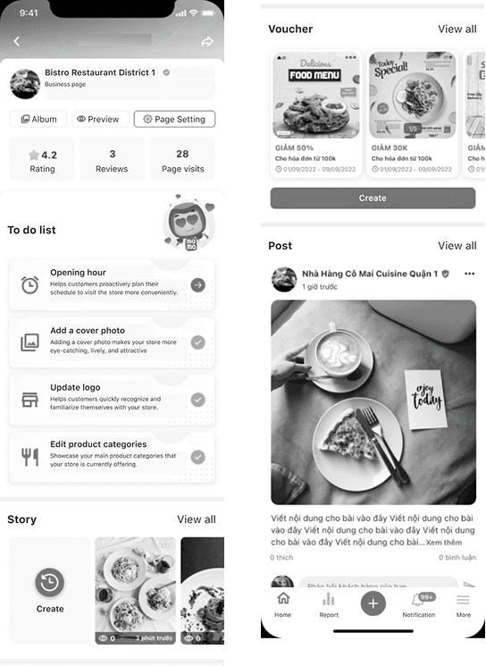 Old Business Page interface